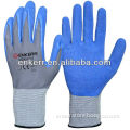 blue latex nylon work gloves crinkle coated 15 gauge nylon glove
